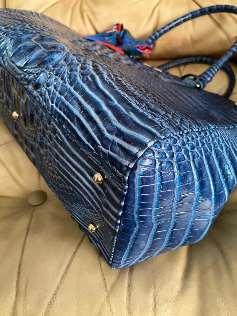 LKNW Brahmin LARGE Finley Carryall Bluebonnet? Melbourne Leather Business Bag - Picture 10 of 16
